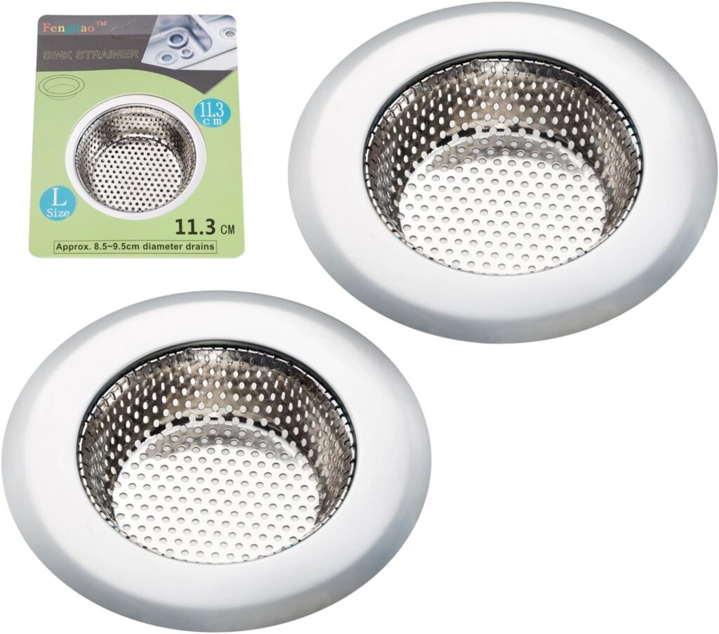 Fengbao 2PCS Kitchen Sink Strainer - Stainless Steel, Large Wide Rim 4.5 Diameter
