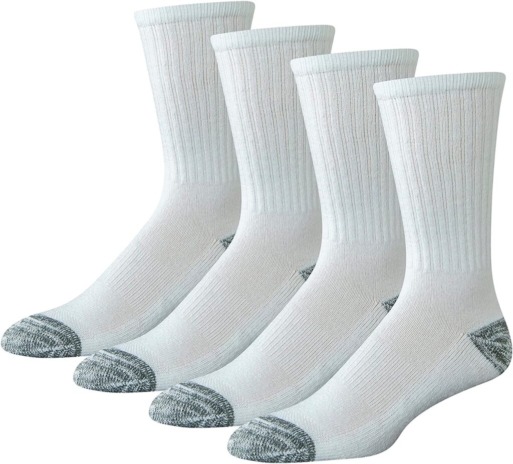 Amazon Essentials Mens Cotton Cushioned Performance Work Crew Sock, 4 Pairs
