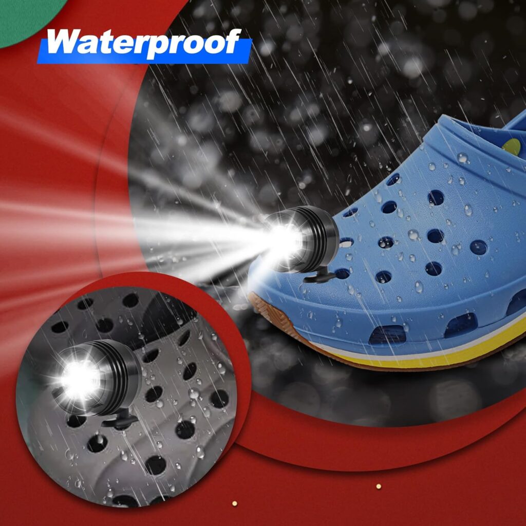 Bullishman Headlights for Crocs - 2Pcs LED Croc Lights Shoes Lights Croc Charm Croc Accessories, IPX5 Waterproof for Adults and Kids - Hiking, Dog Waking  Camping Gear Essentials Clogs Accessories