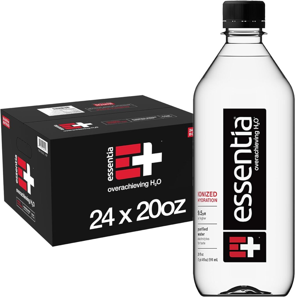 Essentia Bottled Water LLC, Ionized Alkaline Water; 99.9% Pure, Infused with Electrolytes, 9.5 pH or Higher with a Clean, Smooth Taste, 20 Fl Oz (Pack of 24)