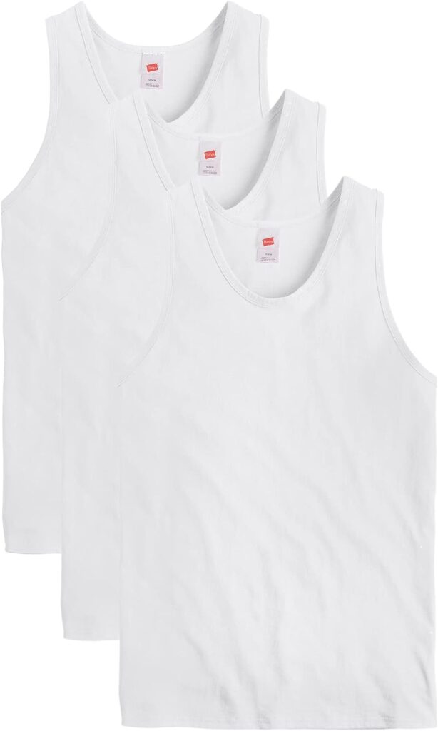 Hanes Mens Essentials Top Pack, Midweight Cotton Tanks, Sleeveless Shirts, 3-Pack