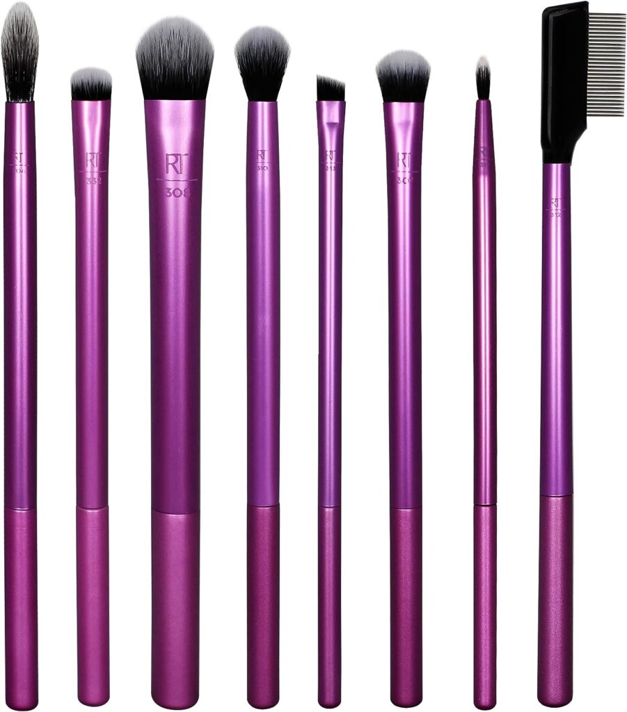 Real Techniques Everyday Eye Essentials Makeup Brush Kit, Eye Makeup Brushes for Eye Liner, Eyeshadow, Brows,  Lashes, Natural Makeup, Synthetic Bristles, Cruelty-Free  Vegan, 8 Piece Set