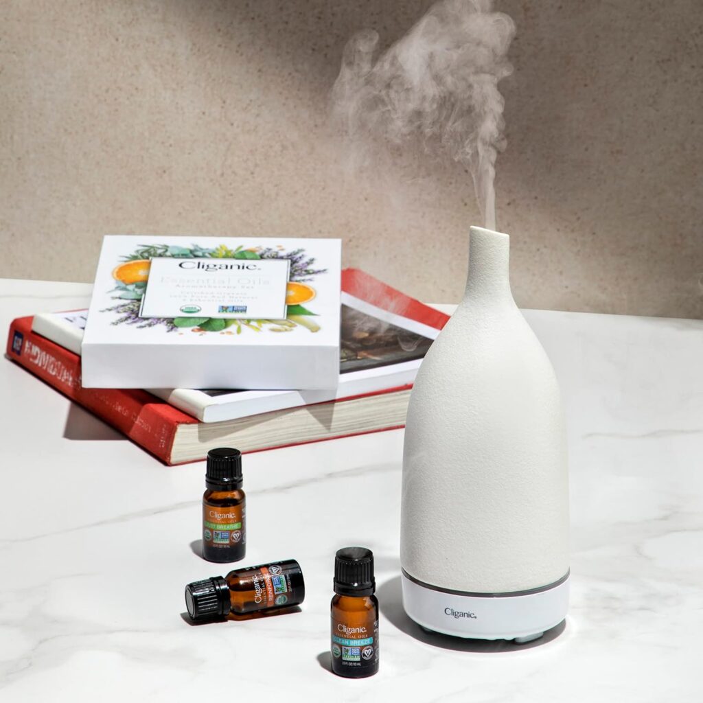 Cliganic USDA Organic Aromatherapy Essential Oils Set (Top 6), 100% Pure Natural - Peppermint, Lavender, Eucalyptus, Tea Tree, Lemongrass  Orange