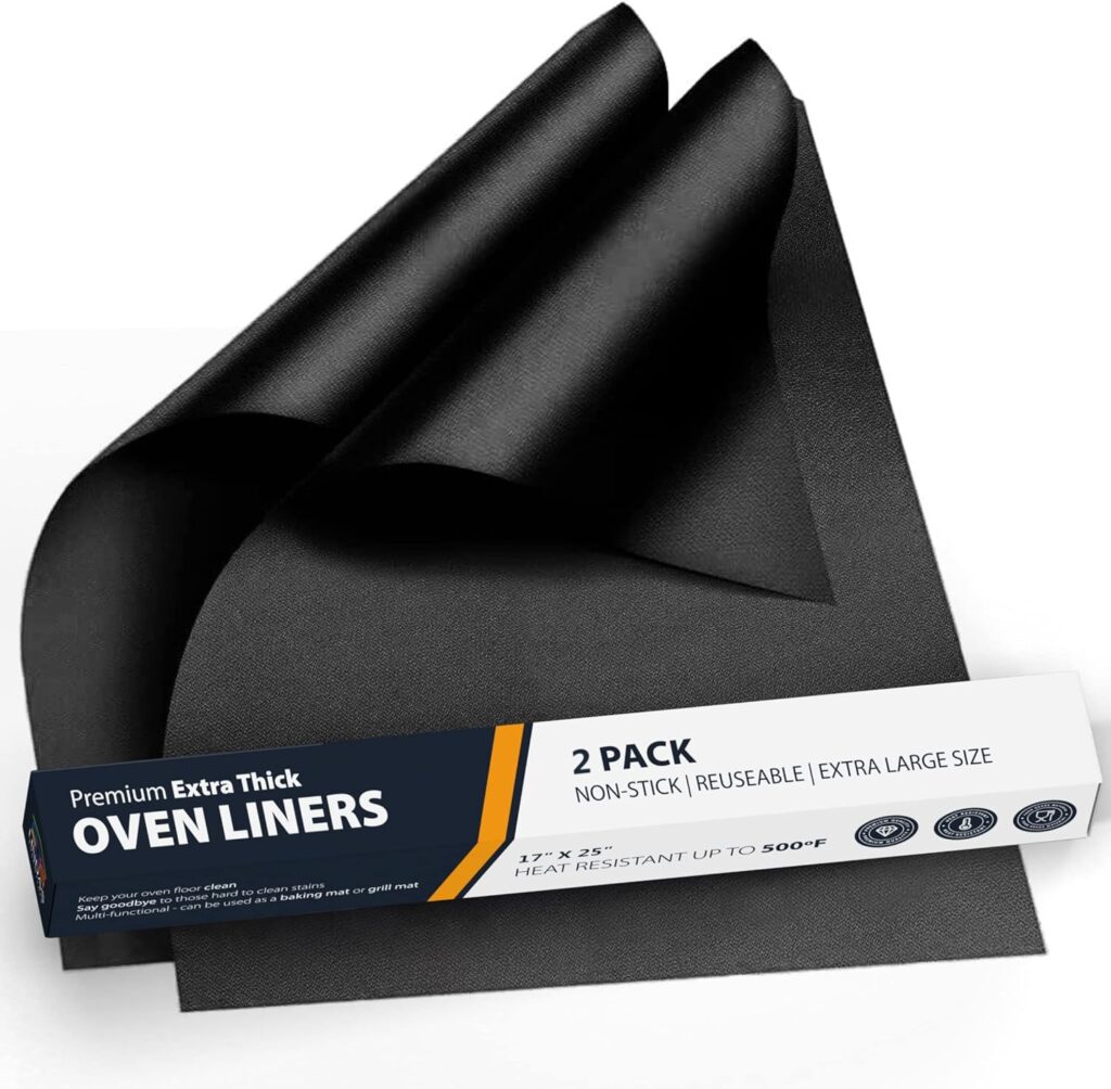Oven Liners for Bottom of Oven - 2 Pack Large Heavy Duty Mats, 17”x25” Non-Stick Reusable Liner for Electric, Gas, Toaster Ovens, Grills - BPA  PFOA Free Kitchen Accessory to Keep Your Oven Clean