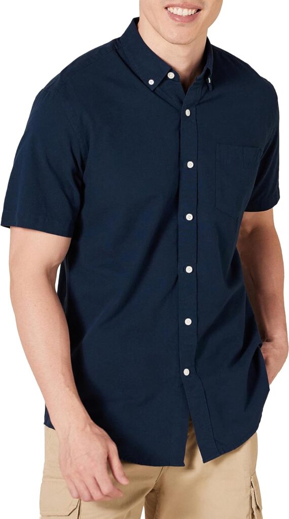 Amazon Essentials Mens Regular-Fit Short-Sleeve Pocket Oxford Shirt
