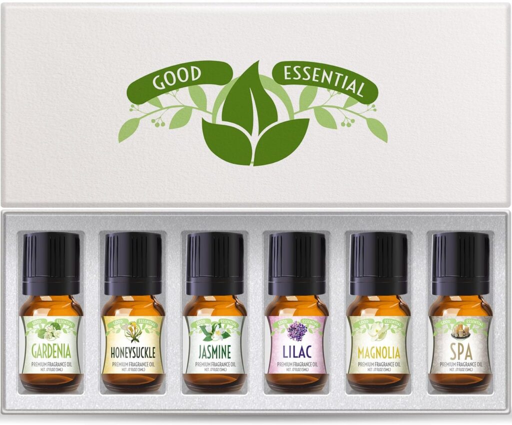Essential Oil Set from Good Essential - Gardenia, Honeysuckle, Jasmine, Lilac, Magnolia, Spa Oil: Candles, Soaps, Perfume, Diffuser, Home Care, Aromatherapy 6-Pack